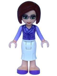 LEGO Minifigure-Ms. Stevens, White Long Skirt, Medium Lavender Vest-Friends-FRND044-Creative Brick Builders